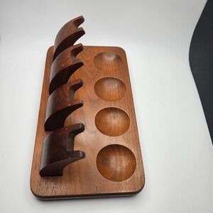 Vintage FAIRFAX Wooden Pipe Tobacco Stand Holder 4 Pipe Rest Smoking Caddy USA
